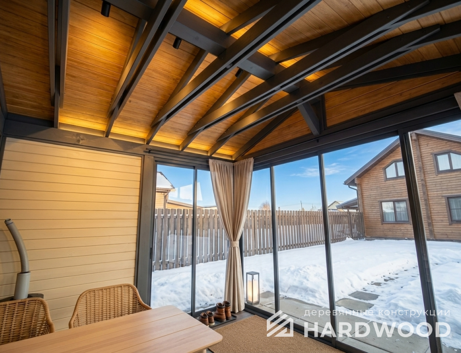 Беседка из дерева с окнами в пол №95 - фото 2263