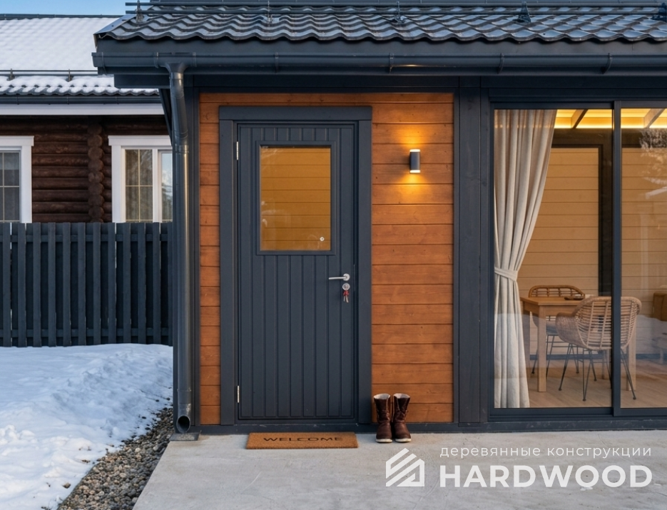 Беседка из дерева с окнами в пол №95 - фото 2262